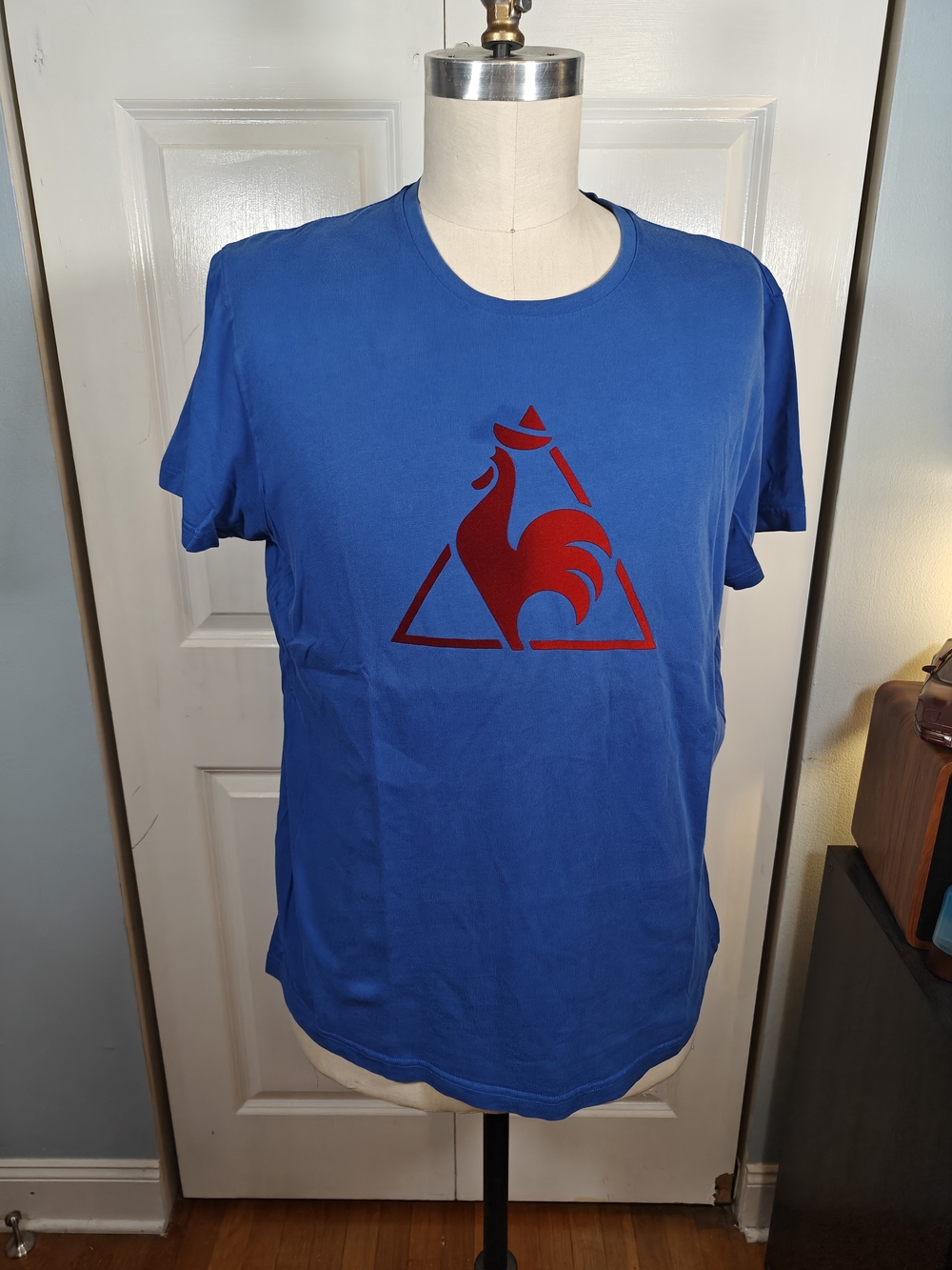 Le Coq Sportif Mens XXL Royal Blue Red Rooster Logo Graphic T-Shirt